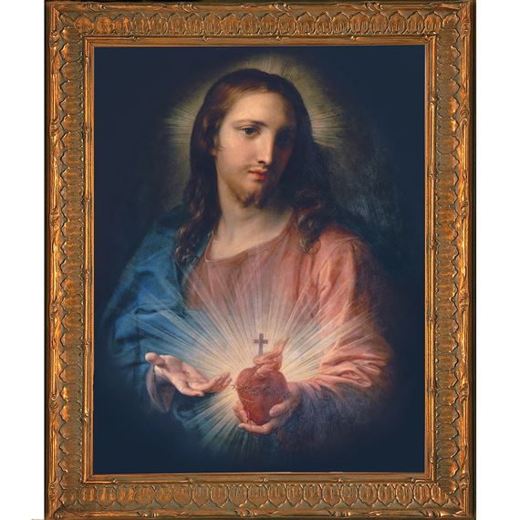 SACRED HEART OF JESUS FRAMED CANVAS - 19 3/4" X 23 3/4”